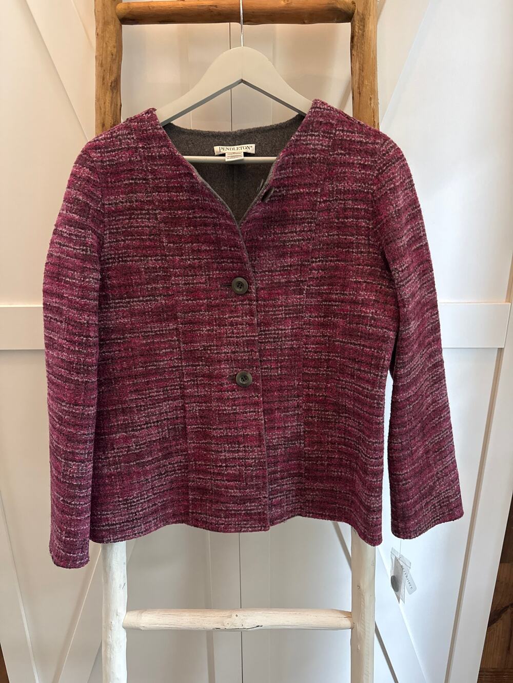 Pendleton Merino Wool Blazer Jacket Reversible Tweed Vintage Classics Medium
